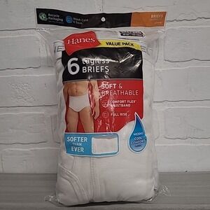 Hanes Mens Tagless Briefs 6 Pack  Soft and Breathable Color  White Size 3XL NEW!